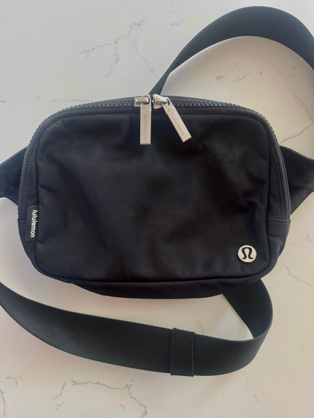 lululemon athletica Black Crossbody Waist Pack with Silver Hardware